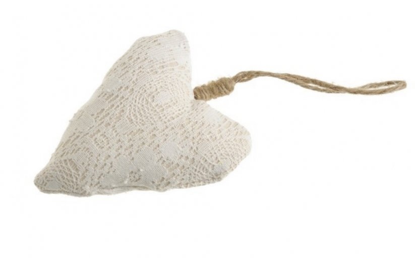 pletené krajkové srdce 10,5 cm - smetanová